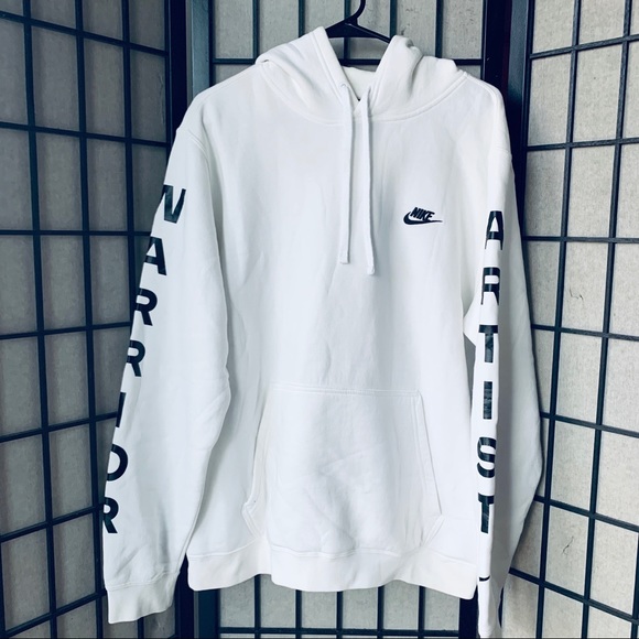 nike pullover hoodie with embroidered logo in white